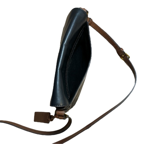 Fossil Cowhide Crossbody or Shoulder Black Pebble Stone with Brown Accents - Picture 11 of 13
